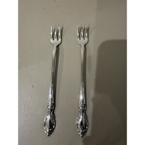 Vintage Oneida Community Stainless Cocktail Forks Ornate Floral Set of 2